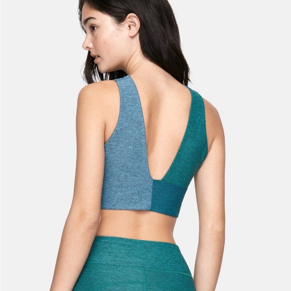 Outdoor voices Venus crop top bra, medium, blue and green